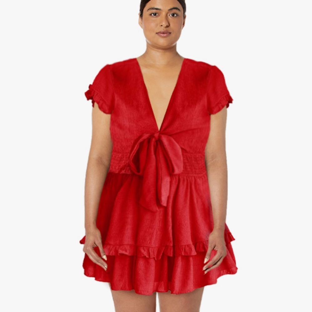 💋Red bow  Mini Dress